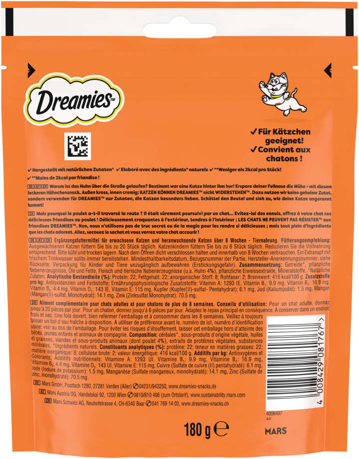 Dreamies Katzenleckerli mit Huhn Megapack 1 x 180G